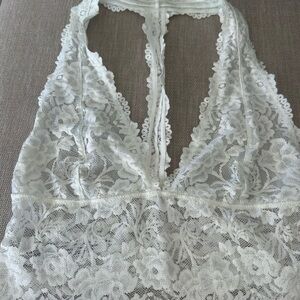 Free People Ivory Lace Halter Bralette